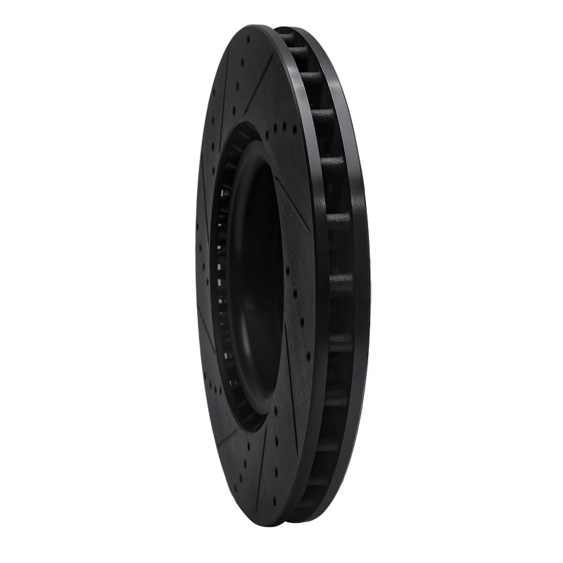 Acura Integra Brake Rotor (1) - Front Right - R1 Concepts - Drilled & Slotted - Black - `17-`25